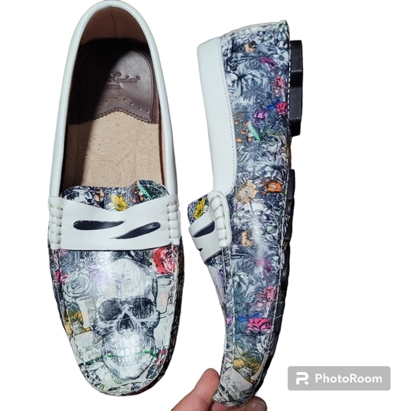 NWOT Robert Graham Thrill Skull Leather Driving Loafers size 9.5 main image 4